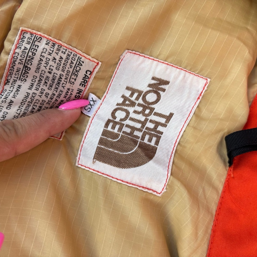 Vintage North Face Puffer Vest Large Goose Down Orange Jacket 70s Rare unisex - Picture 7 of 10